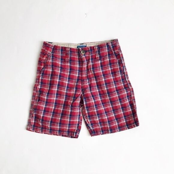Urban kids red/navy plaid shorts EUC 8Y - Picture 1 of 3